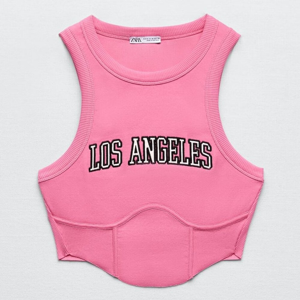 Zara - Pink Embroidered Bustier Tank Top